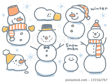 Snowman illustration set 135582767