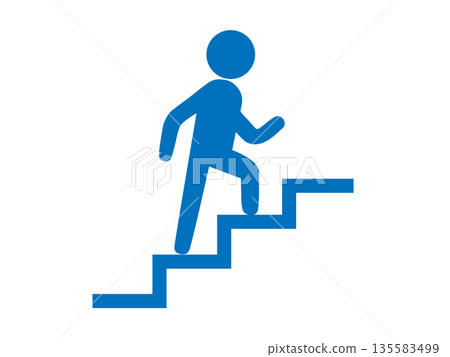 人物爬樓梯的圖標 人物爬樓梯的圖標 135583499