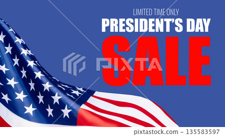 Limited time offer for President's Day Sale with American flag background Limited time offer for President's Day Sale with American flag background 135583597