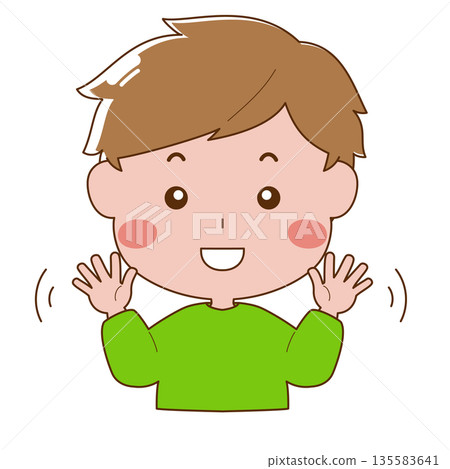 男孩揮舞著雙手 135583641