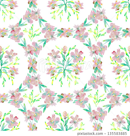 Watercolor Floral Bouquet Seamless Pattern Pink Watercolor Floral Bouquet Seamless Pattern Pink 135583885