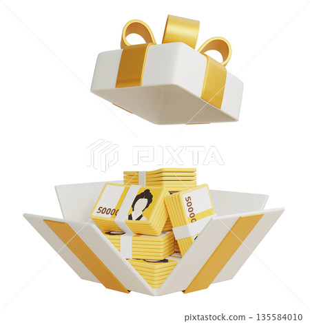 Premium Gift Box Filled with 50,000 South Korean Won Banknotes 135584010