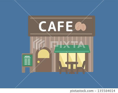 夜間咖啡館建築插圖 135584014