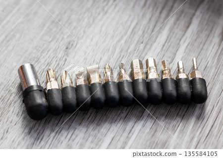 Compact flatlay showing practical workshop tools for home repair and organization 135584105