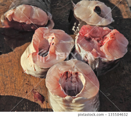 Fresh fish on market in France  in Marseille. 135584632