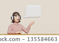 Customer Service Representative Character with Speech Bubble Mock up. 3D Rendering. 135584663
