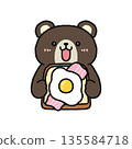 Bear eating bacon and egg toast 135584718