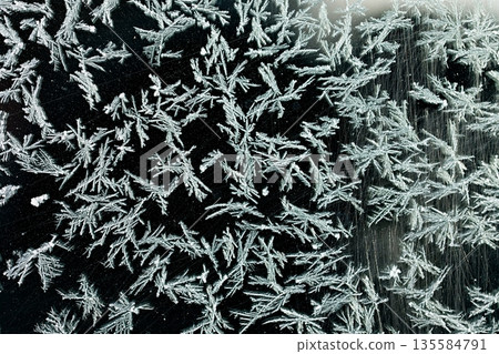 Beautiful winter abstract background with frost. Macro detail shot of ice. Beautiful winter abstract background with frost. Macro detail shot of ice. 135584791