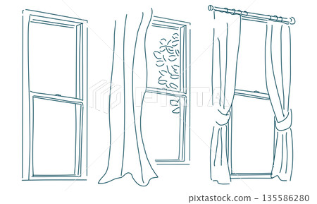 Rough-style window sketch material set (transparent line drawing) Rough-style window sketch material set (transparent line drawing) 135586280