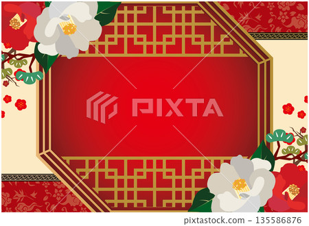 中式邊框裝飾背景 135586876