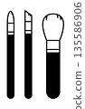 化妝刷的單色插圖 135586906