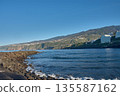The Atlantic Ocean with gentle waves in front of the line of hotels and apartments in Puerto de la Cruz, northern Tenerife 135587162