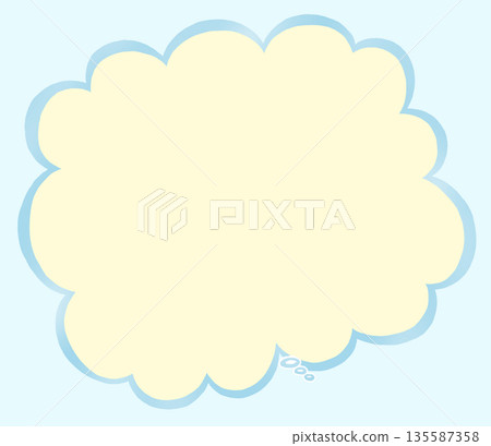 Speech bubble cloud-shaped horizontal light blue yellow 135587358