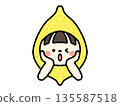 Child wearing lemon headgear 1 135587518
