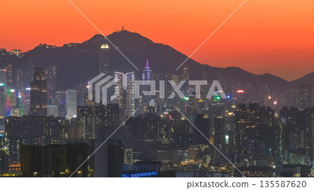 Jan 11 2026 Lion Rock Backdrop Framing Kowloon Urban Skyline in Hong Kong Jan 11 2026 Lion Rock Backdrop Framing Kowloon Urban Skyline in Hong Kong 135587620