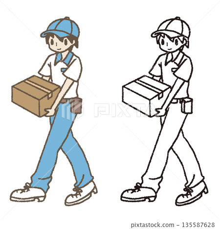 搬運行李的男送貨員 135587628