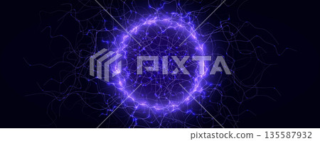 Energy Light Ring Neon Circle Net Web. Magic Portal Hole, Thunder Light Round Lightnin, Lightning Ball. Blue Purple Hole Light, Static Current Effect Background. Vector Illustration Energy Light Ring Neon Circle Net Web. Magic Portal Hole, Thunder Light Round Lightnin, Lightning Ball. Blue Purple Hole Light, Static Current Effect Background. Vector Illustration 135587932