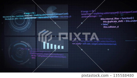 Displaying six panel visualization interface overlaying dark grid, showing HUD and code snippets Displaying six panel visualization interface overlaying dark grid, showing HUD and code snippets 135588480