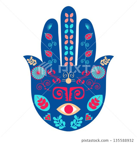 Hamsa nand talisman. Hand of Fatima in vector. Hamsa nand talisman. Hand of Fatima in vector. 135588932