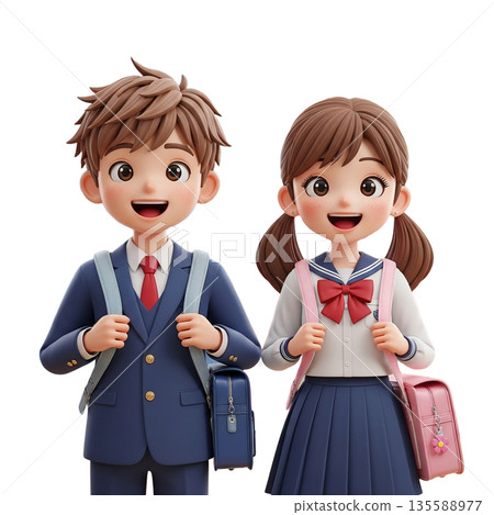 上學路上充滿樂趣！校服和笑容的完美結合！ 135588977