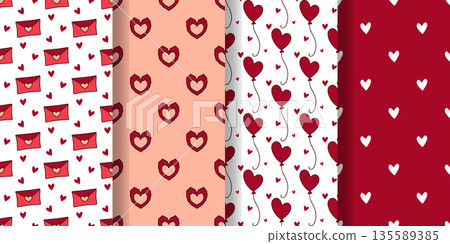 Seamless pattern set for Valentines Day, weddings and holidays 135589385