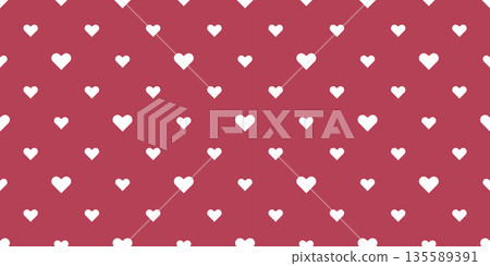 Small white hearts on raspberry red background 135589391