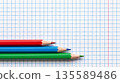 Colored pencils on graph paper ready for drawing or writing activities during a school session or art class 135589486
