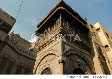 Historic Al-Sabil-Kuttab of Abdel Rahman Katkhuda in Cairo, featuring intricate architecture. A significant cultural landmark on Al-Muizz Street. Historic Al-Sabil-Kuttab of Abdel Rahman Katkhuda in Cairo, featuring intricate architecture. A significant cultural landmark on Al-Muizz Street. 135589612