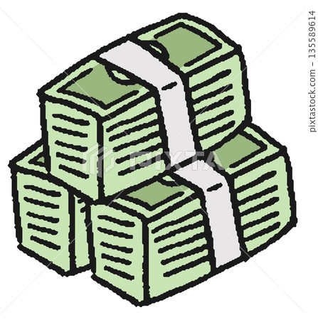 手繪堆疊鈔票插圖 手繪堆疊鈔票插圖 135589614