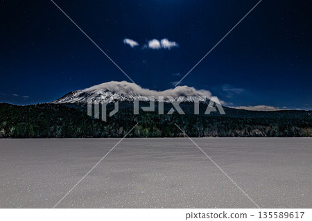 Onneto on a moonlit night with the stars and moon shining Onneto on a moonlit night with the stars and moon shining 135589617