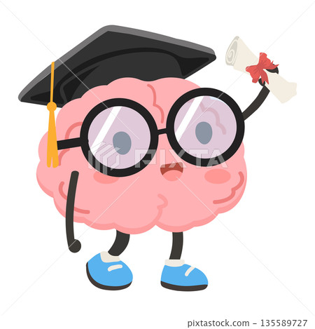 Graduation Brain Holding Diploma Graduation Brain Holding Diploma 135589727