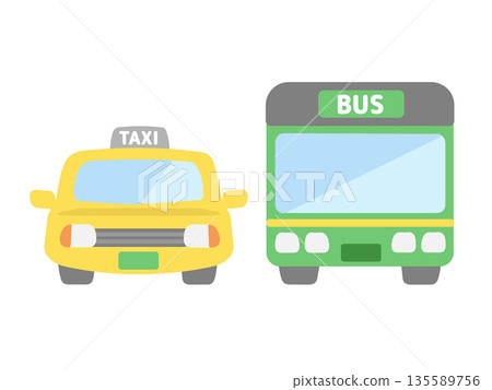Taxi and bus illustrations Taxi and bus illustrations 135589756