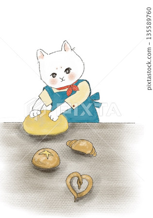 Cat kneading bread Cat kneading bread 135589760