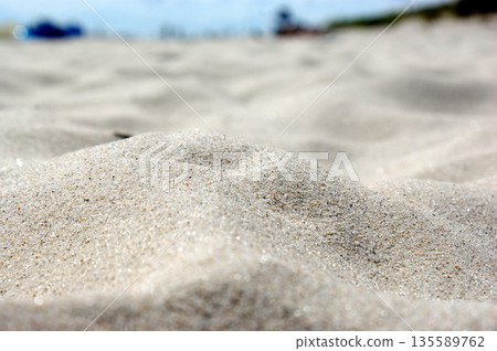 Sand on desert beach close-up at Hel Poland, no people, loneliness, rains of sand, landscape, tourism, vacation, travel 135589762