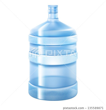 Big plastic bottle of water isolated on a white background, 3D vector realistic 135589871
