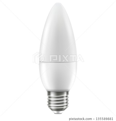 LED light emitting diode energy saving light bulb, economical lightbulb, isolated on white background, 3d vector realistic illustration LED light emitting diode energy saving light bulb, economical lightbulb, isolated on white background, 3d vector realistic illustration 135589881