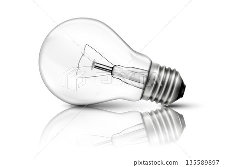 Light bulb, realistic 3D vector illustration, isolated on a transparent background. Electricity. 135589897