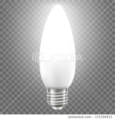 Glowing LED bulb isolated on transparent background. 3d vector realistic illustration 135589915