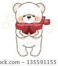 A polar bear who is sensitive to the cold and wears a scarf and gloves 135591155