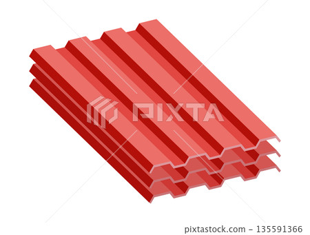 Scarlet patterned panels for modern architecture, Vibrant scarlet corrugated surfaces crafted for stylish building exteriors and retail environment enhancements Scarlet patterned panels for modern architecture, Vibrant scarlet corrugated surfaces crafted for stylish building exteriors and retail environment enhancements 135591366