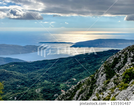 The breathtaking and aweinspiring coastal view from the mountain top in a Mediterranean landscape The breathtaking and aweinspiring coastal view from the mountain top in a Mediterranean landscape 135591487