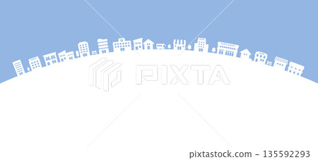 Arc-shaped cityscape silhouette background illustration 135592293