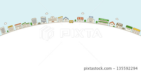 Background illustration of a cityscape lined in an arc 135592294