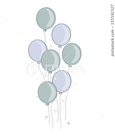 Blue balloons bunch vector illustration isolated on white background. Blue balloons bunch vector illustration isolated on white background. 135592327