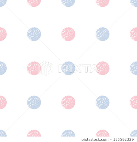 Polka dot pink and blue color seamless pattern. Gender Party Baby Boy or Girl Reveal Background. Nursery Cute Backdrop, Vector illustration 135592329