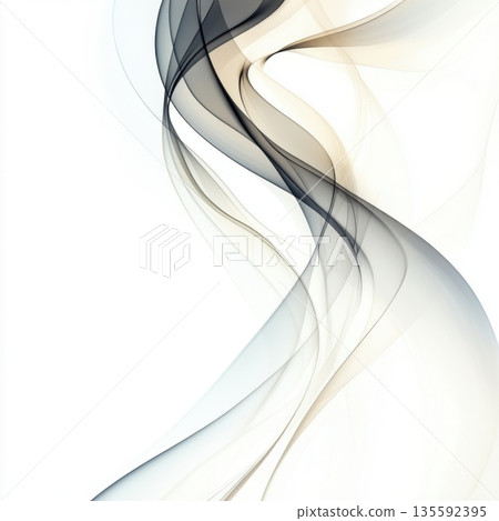 Soft flowing abstract lines create a sense of movement and tranquility in light tones 135592395