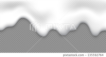 White foam background. Foam of beer or fizzy drink, suds of shampoo, detergent, cleaning gel. Vector realistic illustration isolated on transparent background 135592764