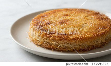 Traditional Turkish Kadayif Dessert On White Plate 135593123