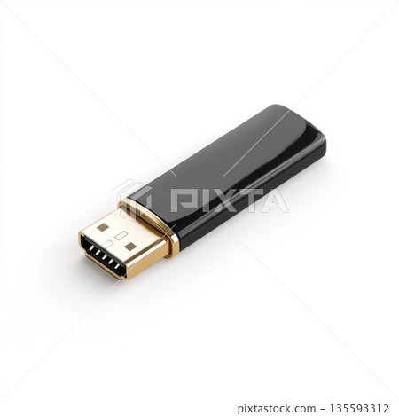 USB flash drive on a white background ready for data storage and transfer 135593312