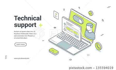 Technical Support Customer Service Helpdesk Isometric Banner Vector Illustration Technical Support Customer Service Helpdesk Isometric Banner Vector Illustration 135594019